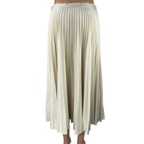 Closet Women's Cream White Silky Satin Pleated Midi A-line Slip Skirt Size 6 - Picture 3 of 5